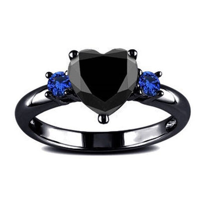 Black Heart Gemstone Diamond Wedding Ring